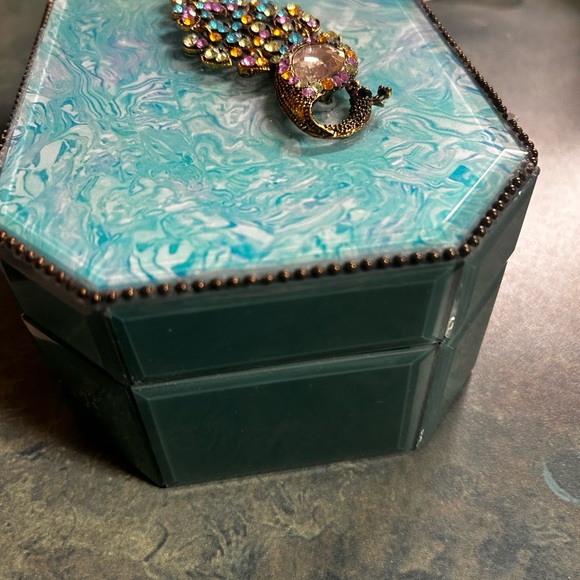 Neiman Marcus Peacock Turquoise Jewelry Box - Picture 3 of 6